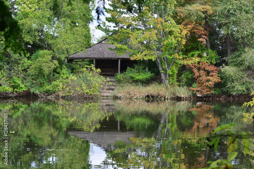 A lake at a Botanical gardens in Texas. 