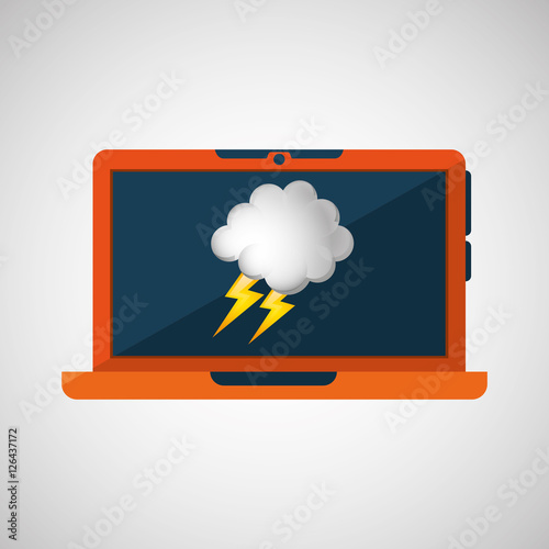 laptop technology. weather forecast cloud lightning icon graphic vector illustration eps 10