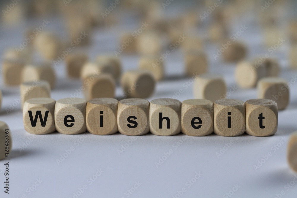 Weisheit - Holzwürfel mit Buchstaben