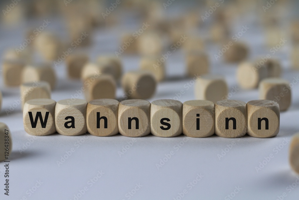Wahnsinn - Holzwürfel mit Buchstaben