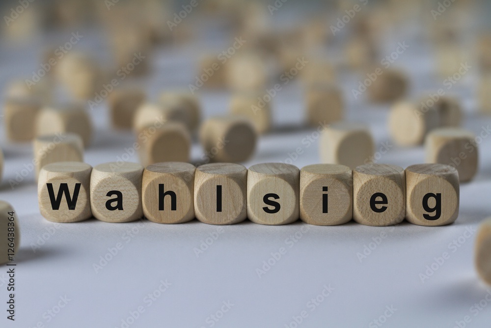 Fototapeta premium Wahlsieg - Holzwürfel mit Buchstaben