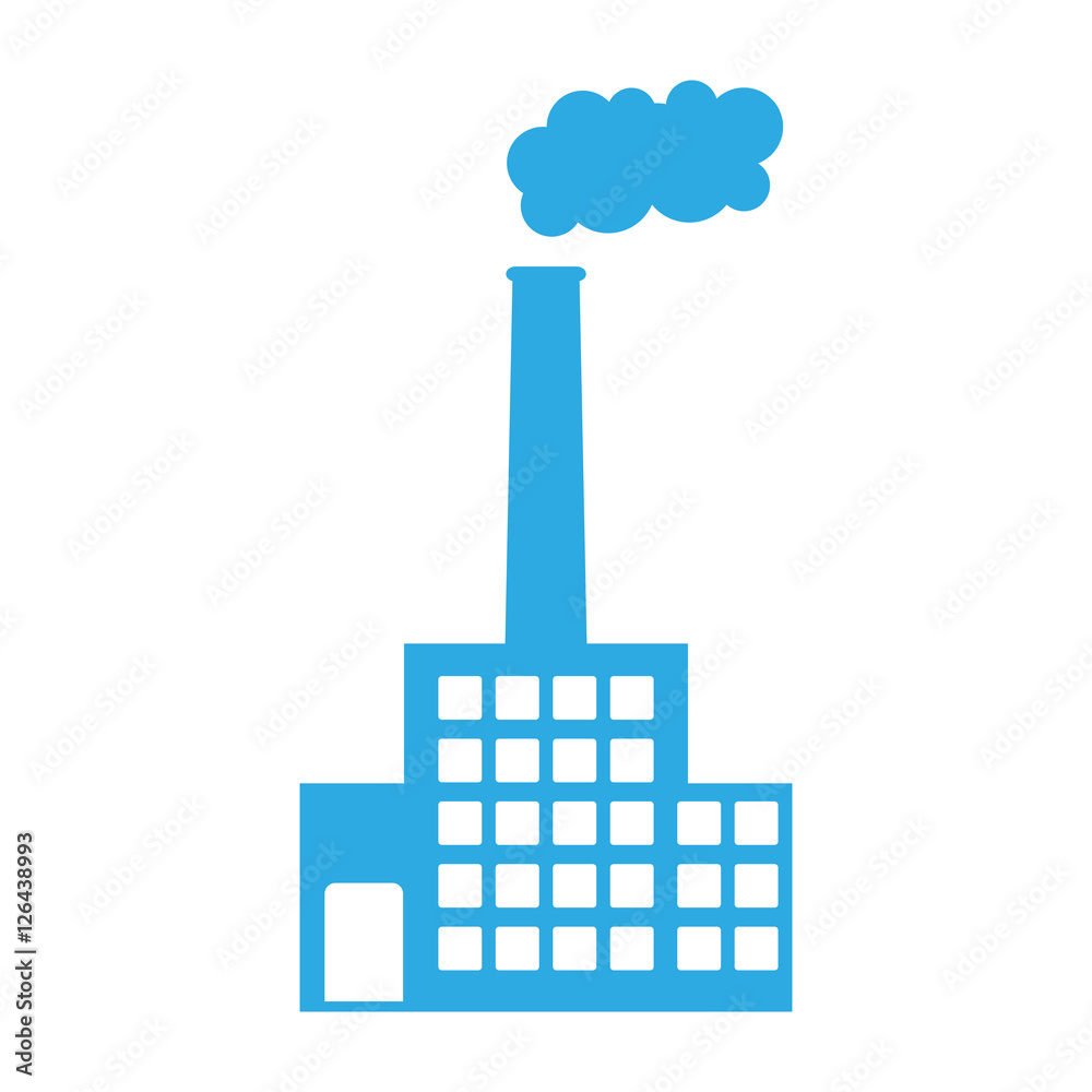 Naklejka premium industrial factory building plant blue icon over white background. vector illustration