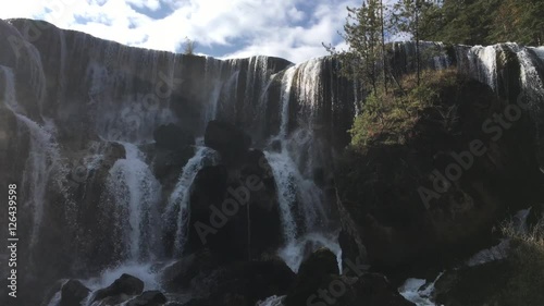 Pearl Shoal Waterfalls at Jiuzhaigou National Park  lake,  The UNESCO World Heritage in Sichuan , China in  Autumn  in November  located in  in  Tibetan-Qiang of Sichuan ,China photo