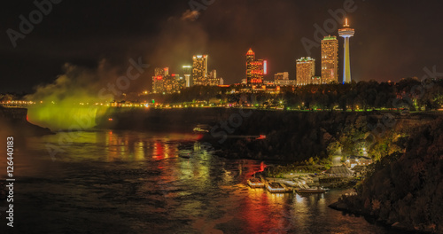 Niagara Falls at night with lights 