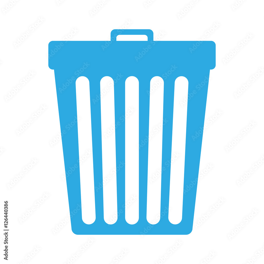 blue trash can icon over white background. recycle design. vector illustration blue trash can icon over white background. recycle design. vector illustration