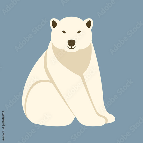 Polar bear young style vector illustration Flat