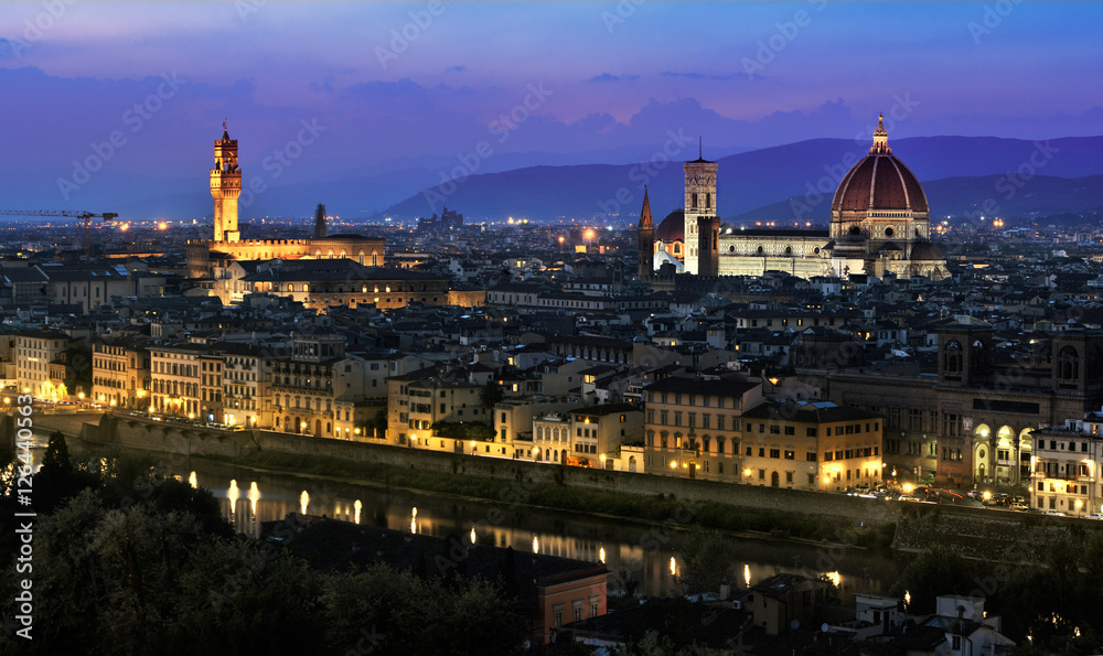 Panoramic sunset over cathedral of Santa Maria del Fiore