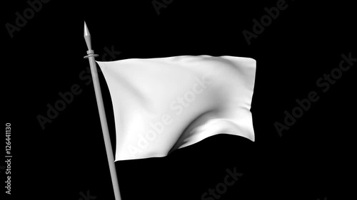 White flag waving on black background