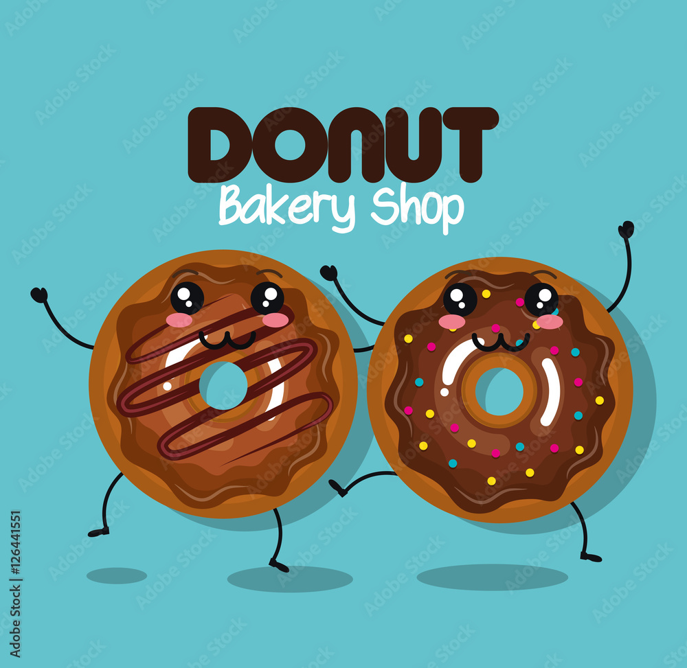 Obraz premium delicious donut comic character vector illustration design