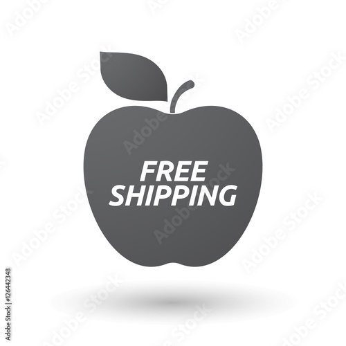 Isolated apple fruit with    the text FREE SHIPPING