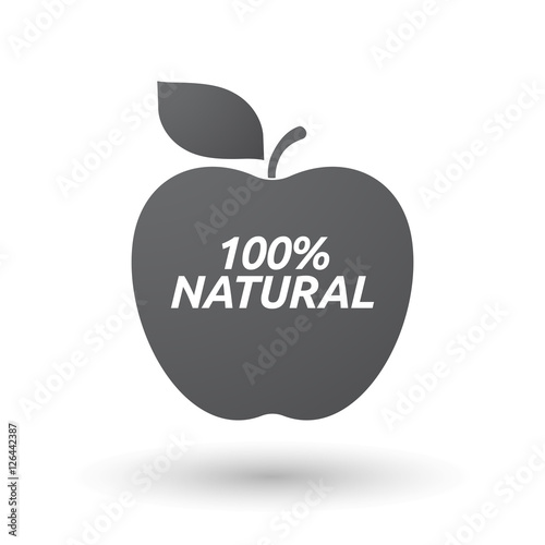 Isolated apple fruit with    the text 100% NATURAL