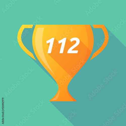 Long shadow award cup with    the text 112