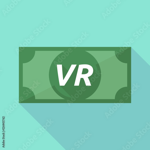 Long shadow bank note with    the virtual reality acronym VR