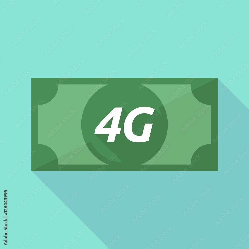 Long shadow bank note with the text 4G Long shadow bank note with the text 4G