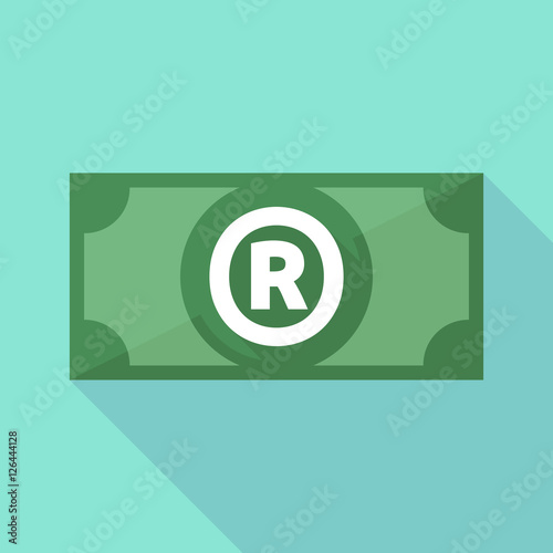 Long shadow bank note with    the registered trademark symbol