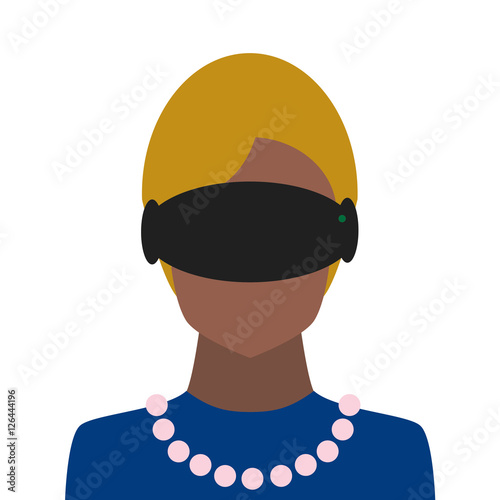 blonde Frau mit VR Brille