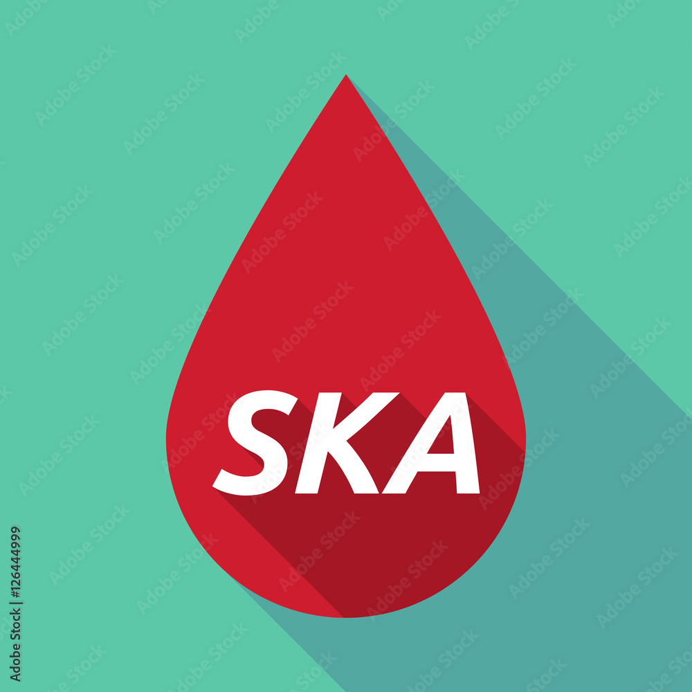 Long shadow blood drop with    the text SKA