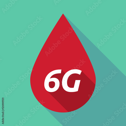 Long shadow blood drop with    the text 6G