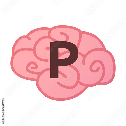 Isolated brain icon with the letter P