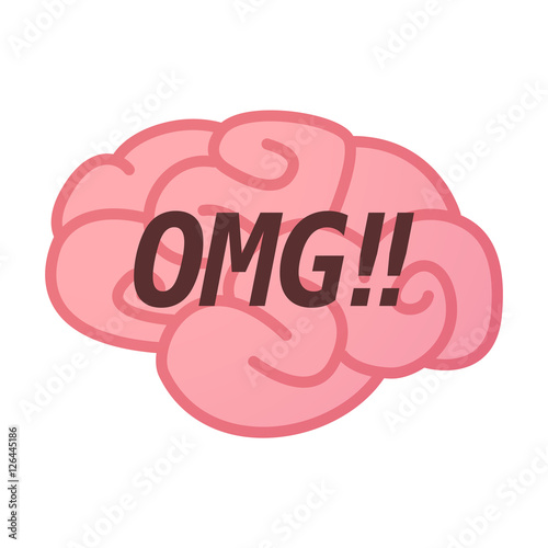 Isolated brain icon with    the text OMG!!