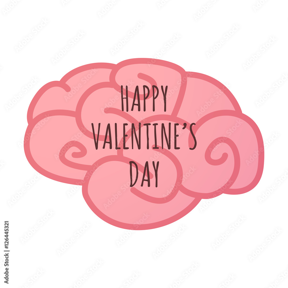 Isolated brain icon with the text HAPPY VALENTINES DAY Isolated brain icon with the text HAPPY VALENTINES DAY