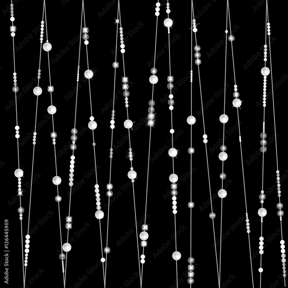 Modern abstract background with white beads on black Modern abstract background with white beads on black
