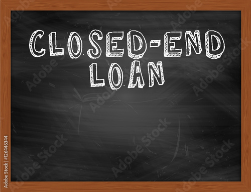 CLOSEDEND LOAN handwritten text on black chalkboard photo