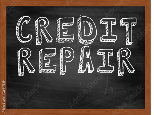 CREDIT REPAIR handwritten text on black chalkboard