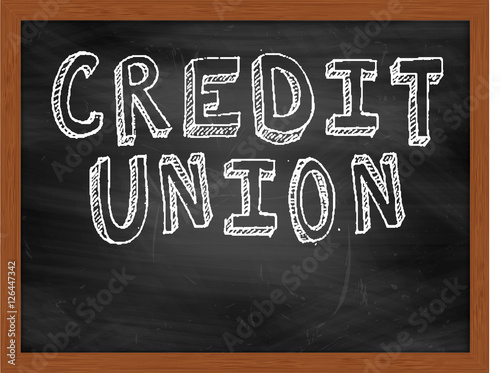 CREDIT UNION handwritten text on black chalkboard