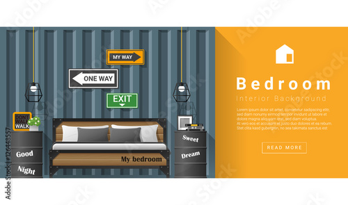 Interior design Modern bedroom background , vector, illustration