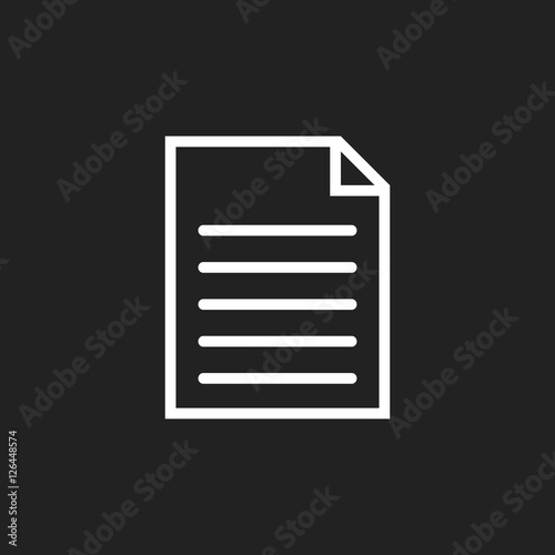 Document icon vector flat illustration. Isolated documents symbol. Paper page graphic design pictogram on black background