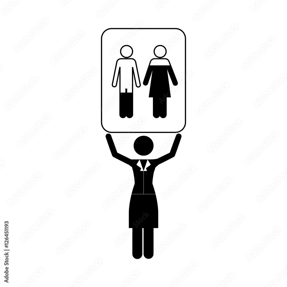 business woman holding male and female pictogram pictogram icon image vector illustration design business woman holding male and female pictogram pictogram icon image vector illustration design