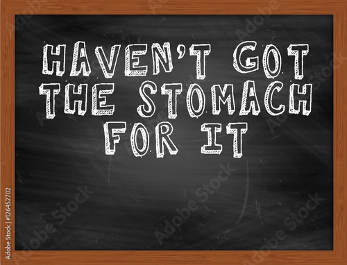 HAVENT GOT THE STOMACH FOR IT handwritten text on black chalkboa photo