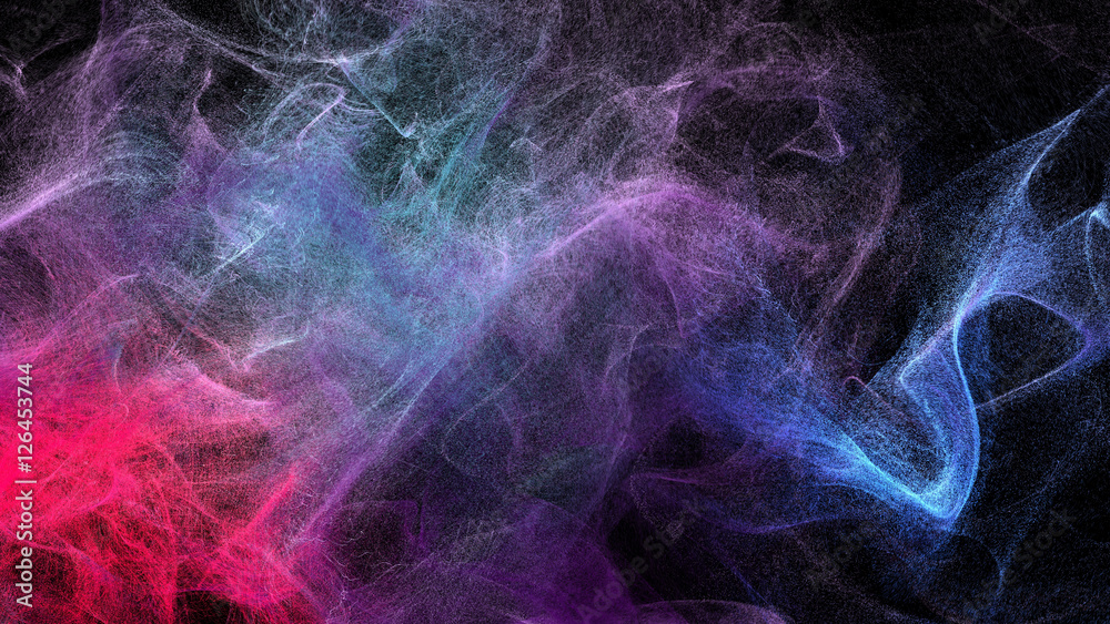 Obraz premium Clouds of varicolored dust in the dark, 3d illustration
