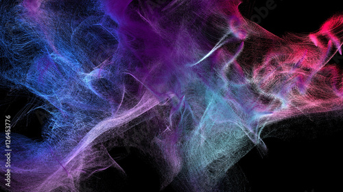 Clouds of varicolored dust in the dark, 3d illustration