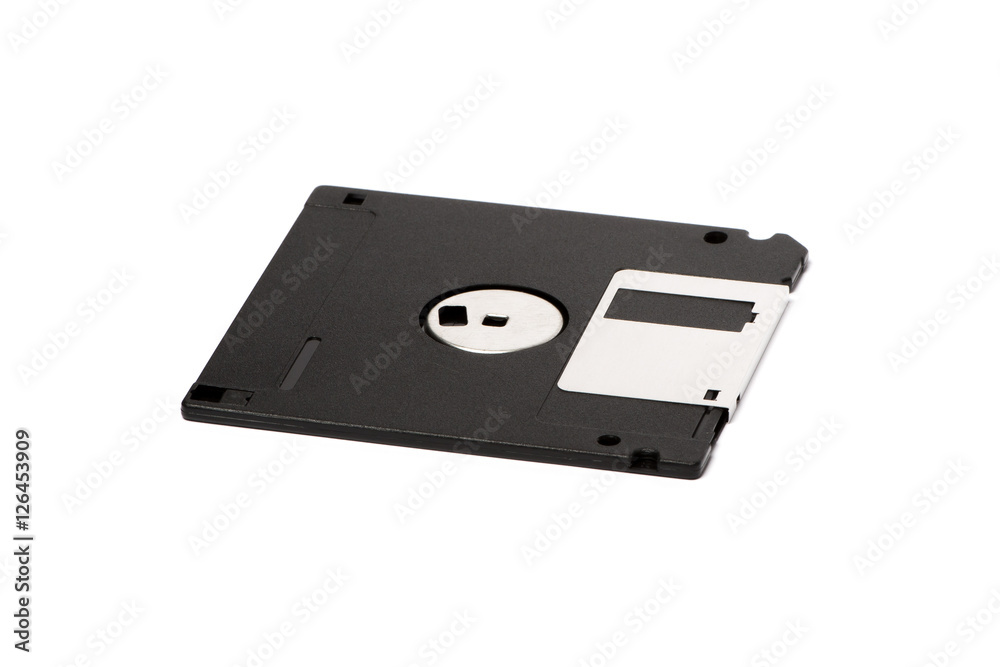 One black and silver floppy disk One black and silver floppy disk