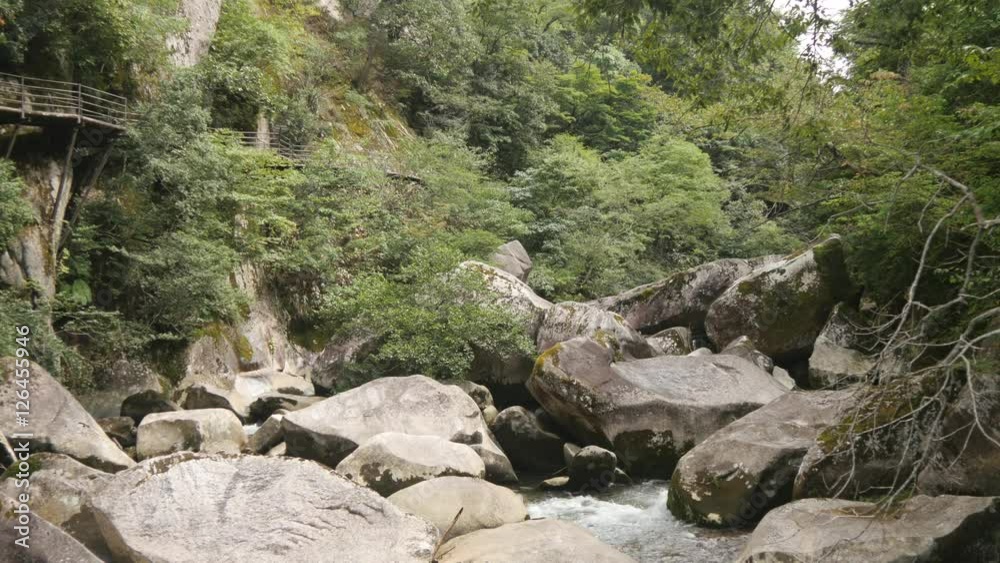 巨岩のある渓流