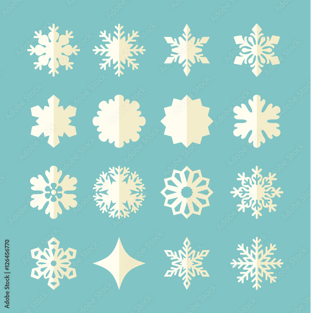 Vector isolated Snowflake winter set. Christmas icons. Simple flat style Vector isolated Snowflake winter set. Christmas icons. Simple flat style