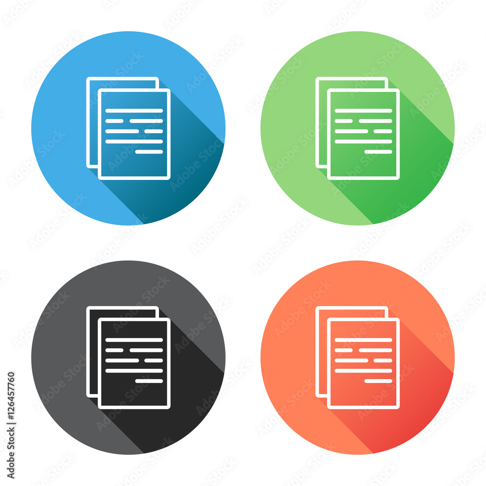 Document icon vector flat illustration. Isolated documents symbol. Paper page graphic design pictogram Document icon vector flat illustration. Isolated documents symbol. Paper page graphic design pictogram