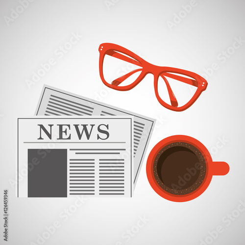 news paper cup coffee and glasses design vector illustration eps 10 photo