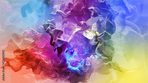 Beautiful particles on colored background, 3d illustration