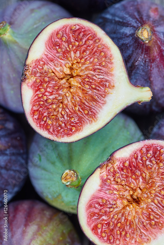 Fresh fig fruits on a wooden table