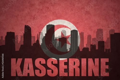 Wallpaper Mural abstract silhouette of the city with text Kasserine at the vintage tunisian flag Torontodigital.ca