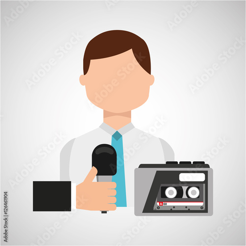 interview news microphone and tape recorder vector illustration eps 10