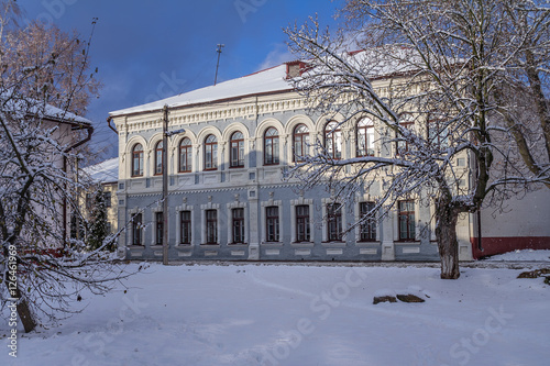 Belarus. The old building on the street of the city of Polotsk. The ancient city of Polotsk. The Center Of Europe.