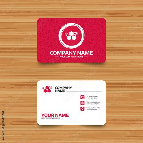 Wallpaper Mural Business card template with texture. Honeycomb with bees sign icon. Honey cells symbol. Sweet natural food. Phone, web and location icons. Visiting card  Vector Torontodigital.ca