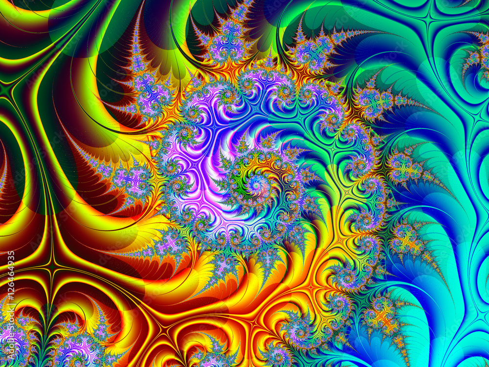 Abstract fractal background computer-generated image - obrazy, fototapety, plakaty 