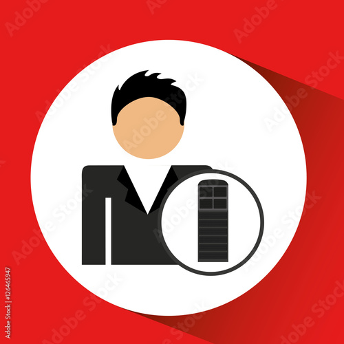 man smartphone and news microphone design vector illustration eps 10