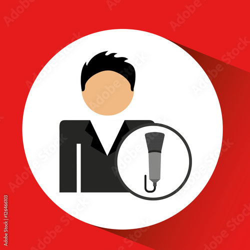 man smartphone and news microphone design vector illustration eps 10