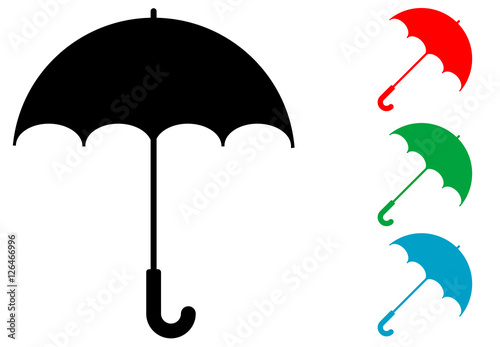 Icono plano paraguas abierto varios colores